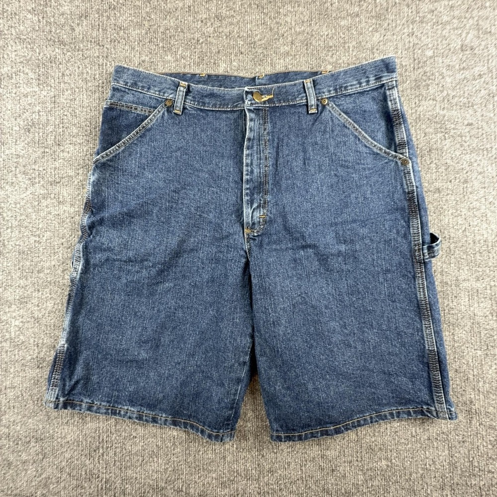 VTG Old Mill Cargo Shorts Mens 36 Blue Denim Relaxed Fit 11 Inseam Workwear
